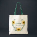 Elegant Sunflower Eucalyptus Rustic Bridesmaid Tote Bag<br><div class="desc">Elegant Sunflower Eucalyptus Rustic Bridesmaid Tote Bag.
Give your bridal party a tote bag that'll make them feel totally flattered! These totes come customised to say anything that you'd like. For further customisation,  please click the "customise further" link and use our design tool to modify this template.</div>