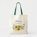 Elegant Sunflower Eucalyptus Rustic Bridesmaid Tote Bag<br><div class="desc">Elegant Sunflower Eucalyptus Rustic Bridesmaid Tote Bag.
Give your bridal party a tote bag that'll make them feel totally flattered! These totes come customised to say anything that you'd like. For further customisation,  please click the "customise further" link and use our design tool to modify this template.</div>