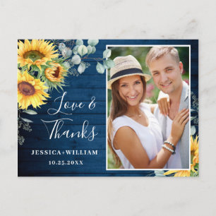 Elegant Sunflower Eucalyptus Rustic Thank You  Postcard