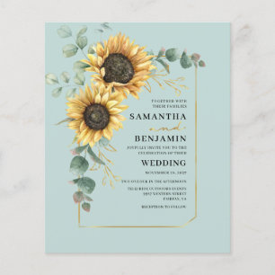 Elegant Sunflower Eucalyptus Wedding Invitation