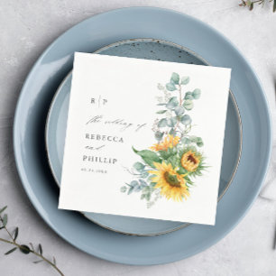 Elegant Sunflower Eucalyptus Wedding Napkin