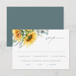 Elegant Sunflower Eucalyptus Wedding RSVP Card
