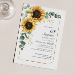 Elegant Sunflower Floral 60th Birthday Party<br><div class="desc">Eucalyptus Sunflower Floral Script 60th Birthday Invitation you can easily customise with your party details by clicking the "Personalise" button. Featuring bright yellow floral and greenery succulent with a gold foil geometric frame and modern typography</div>