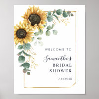 Elegant Sunflower Floral Bridal Shower Welcome