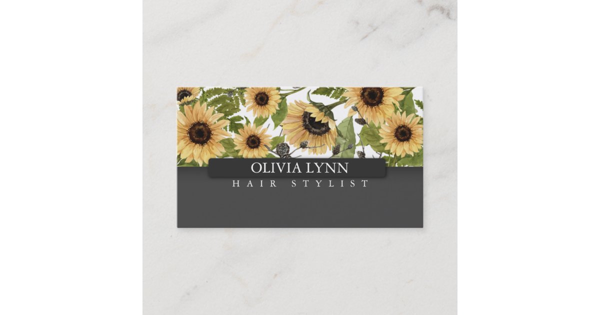 Elegant Sunflower Floral Business Card Template Zazzle