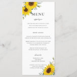 Elegant Sunflower Floral Greenery Wedding Menu<br><div class="desc">Personalise this elegant wedding menu with your own wording easily and quickly,  simply press the customise it button to further re-arrange and format the style and placement of the text.  Double sided. The Happy Cat Studio</div>