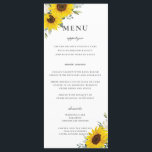 Elegant Sunflower Floral Greenery Wedding Menu<br><div class="desc">Personalise this elegant wedding menu with your own wording easily and quickly,  simply press the customise it button to further re-arrange and format the style and placement of the text.  Double sided. The Happy Cat Studio</div>