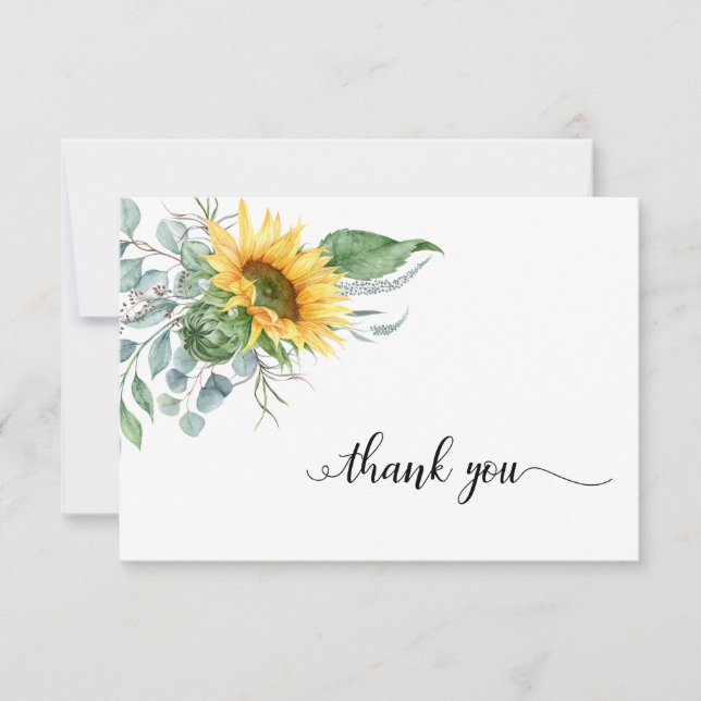 Elegant Sunflower Floral Sympathy Thank You (Front)