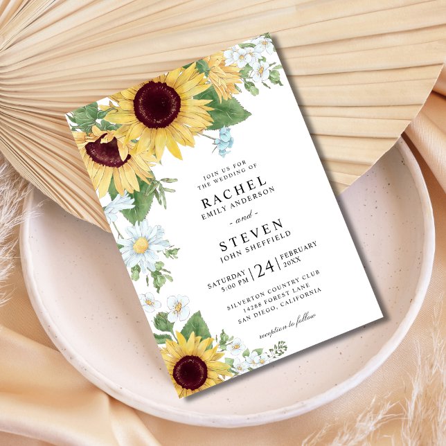 Elegant Sunflower Floral Wedding Invitation (Creator Uploaded)
