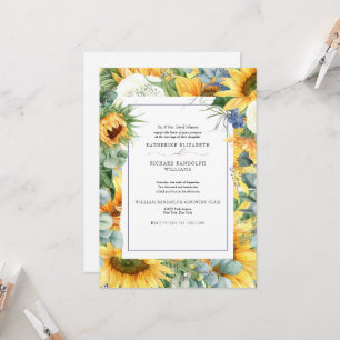 Elegant Sunflower Floral Wedding Invitation