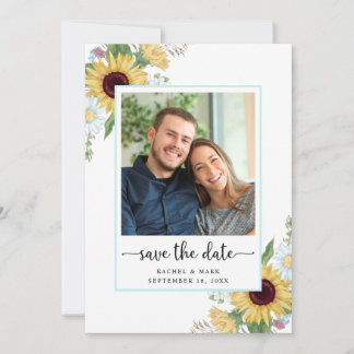 Elegant Sunflower Floral Wedding Save The Date