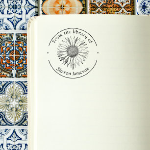 Elegant Sunflower/ From the Library of/ Name / Rubber Stamp