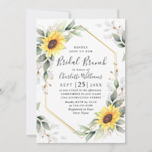 Elegant Sunflower Greenery Floral Bridal Brunch Invitation