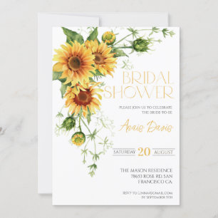 Elegant Sunflower Greenery Floral Bridal Shower Invitation