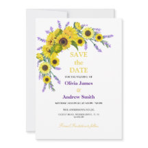 Elegant Sunflower & Lavender Wedding Save The Date
