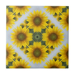 Elegant Sunflower Mosaic Pattern Ceramic Tile