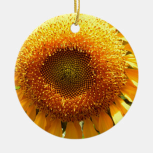 Elegant sunflower photo ceramic ornament