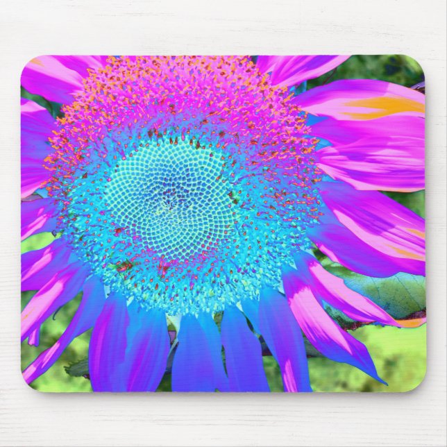 Elegant sunflower purple pink blue floral  mouse pad (Front)