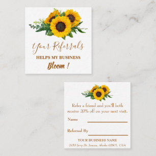 Elegant Sunflower Small Business  Referral Card