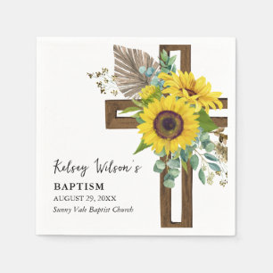 Elegant Sunflower Summer Boho Baptism Napkin