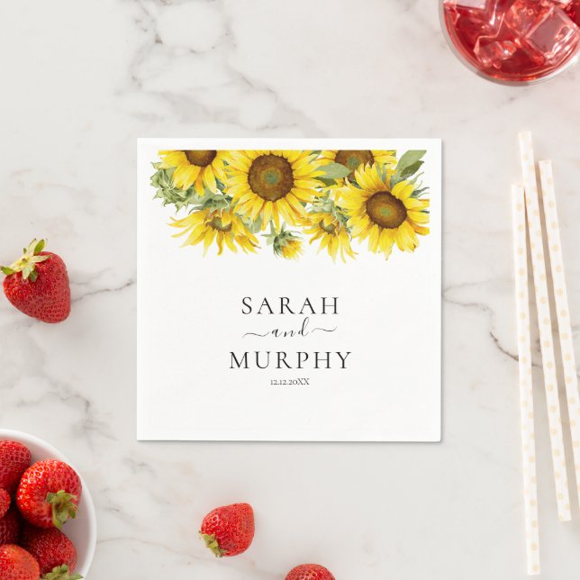 Elegant Sunflower Summer Wedding  Napkin (Insitu)