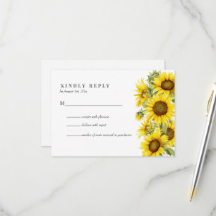 Elegant Sunflower Summer Wedding RSVP Card