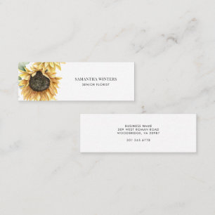 Elegant Sunflower Watercolor Floral Mini Business Card