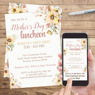 Elegant Sunflower Watercolor Floral Mother's Day Invitation