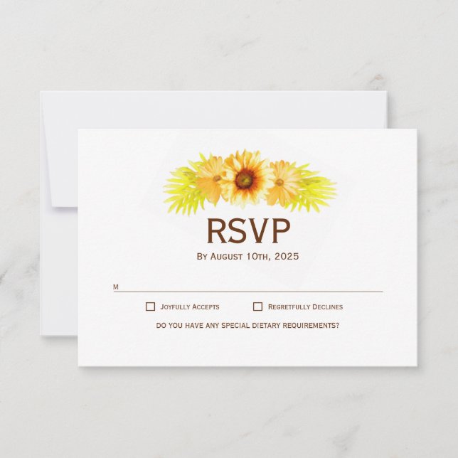 Elegant Sunflower Wedding RSVP Card (Front)
