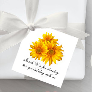 Elegant Sunflower Wedding Thank You Yellow Floral Favour Tags