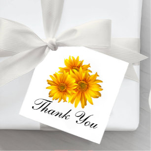 Elegant Sunflower Wedding Thank You Yellow Floral Favour Tags