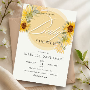 Elegant Sunflower Yellow Floral Baby Shower  Invitation