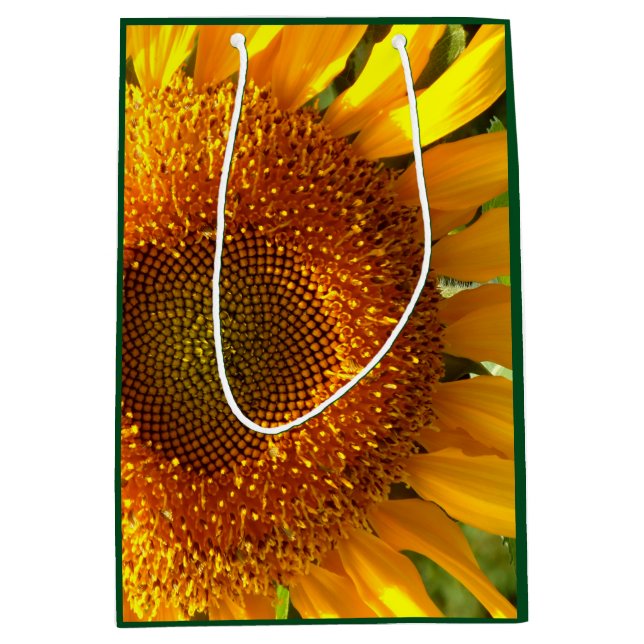Elegant sunflower yellow floral glower medium gift bag (Front)