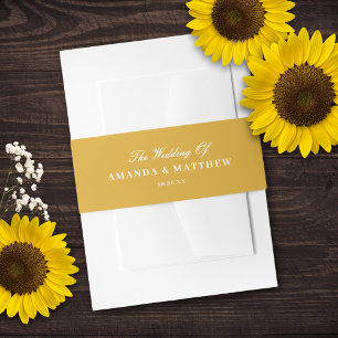 Elegant Sunflower Yellow Summer Autumn Wedding  Invitation Belly Band
