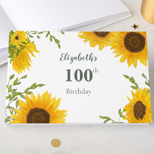 Elegant Sunflowers 100th Birthday Guest Book