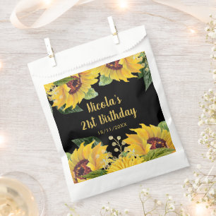 Elegant Sunflowers and Foliage Birthday Party Favour Bag