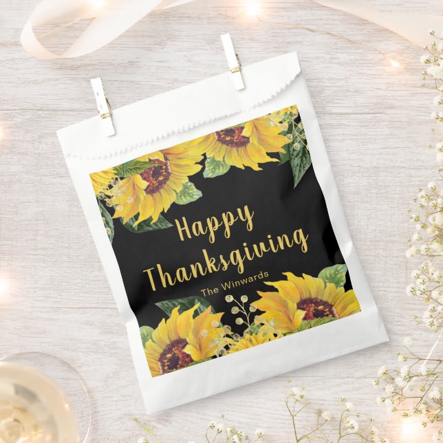 Elegant Sunflowers and Foliage Thanksgiving Party Favour Bag (Clipped)