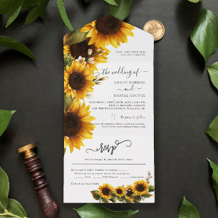 Elegant Sunflowers Bouquet Wedding All In One Invi Invitation