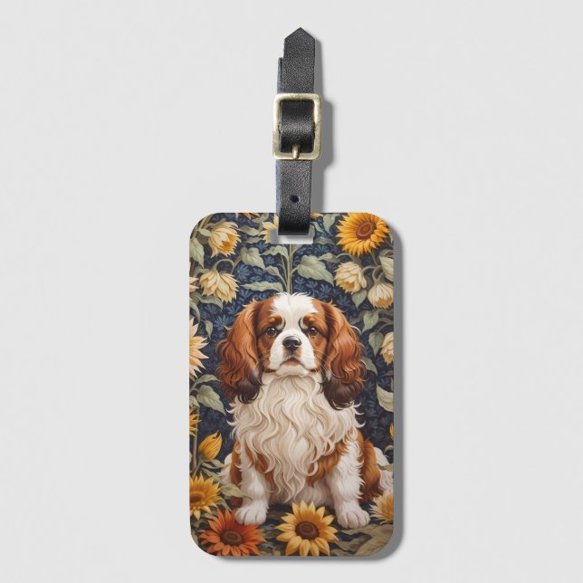 Elegant Sunflowers Cavalier King Charles Spaniel  Luggage Tag (Front Vertical)