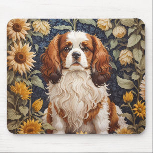Elegant Sunflowers Cavalier King Charles Spaniel  Mouse Pad