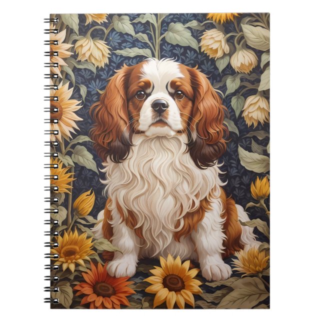 Elegant Sunflowers Cavalier King Charles Spaniel  Notebook (Front)