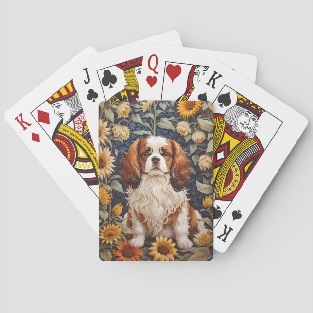 Elegant Sunflowers Cavalier King Charles Spaniel  Playing Cards (Back)