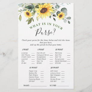 Elegant Sunflowers Eucalyptus Bridal Shower Game