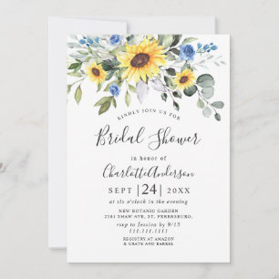 Elegant Sunflowers Eucalyptus BRIDAL SHOWER Invitation