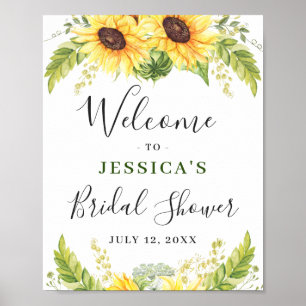 Elegant Sunflowers Eucalyptus Bridal Shower Poster
