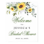 Elegant Sunflowers Eucalyptus Bridal Shower Poster
