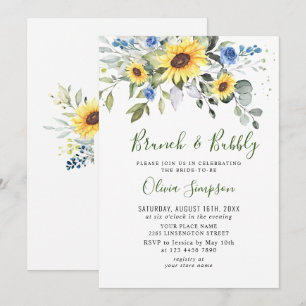 Elegant Sunflowers Eucalyptus Brunch & Bubbly Invitation