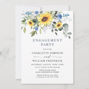 Elegant Sunflowers Eucalyptus ENGAGEMENT  PARTY Invitation