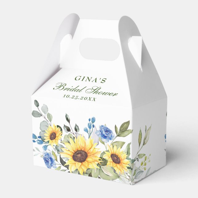 Elegant Sunflowers Eucalyptus Floral Bridal Shower Favour Box (Back Side)