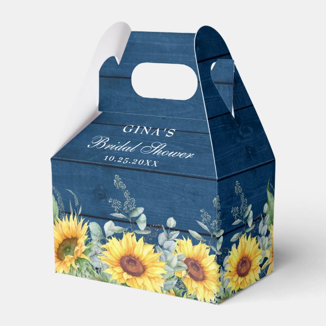 Elegant Sunflowers Eucalyptus Floral Bridal Shower Favour Box (Back Side)